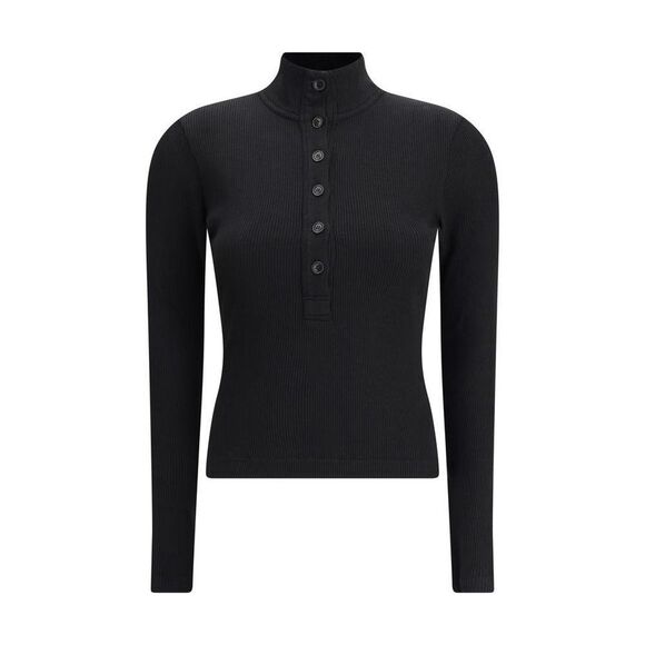 Citizens of Humanity Ribbed Knit Long Sleeve Top Women Black Sweaters - Picture 1 of 3